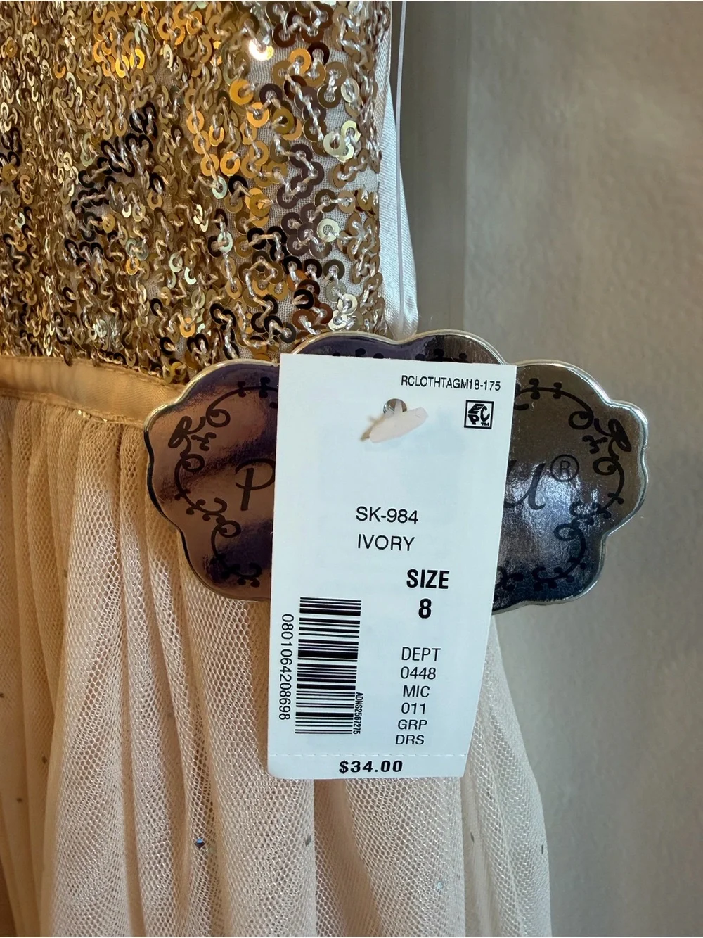 Popatu Sequin Bodice Tulle Dress - Blush Gold
